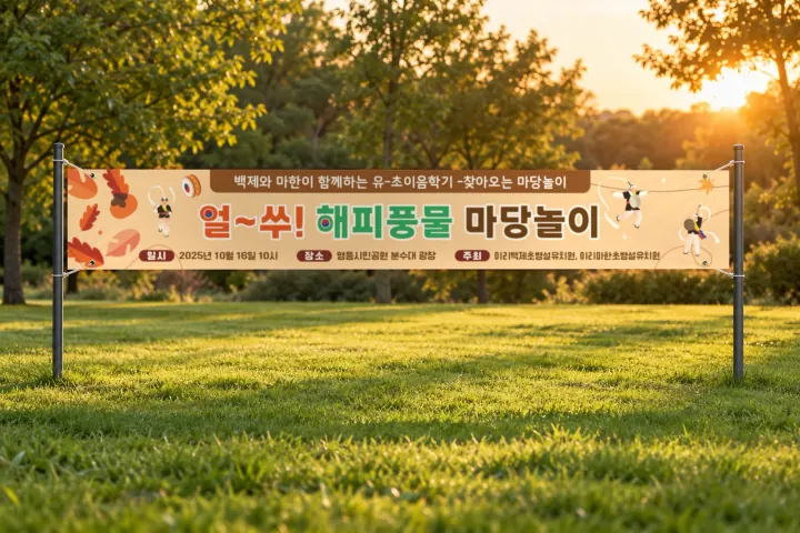 익산 백제초병설유치원 · 풍물 마당놀이 현수막